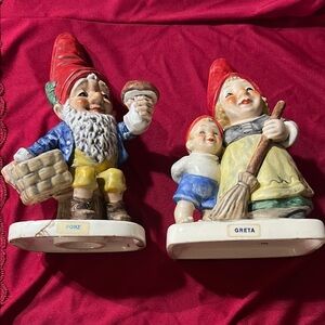Pair of Vintage Goebel, W. Germany, Gnome Figurines. Greta and Porz.